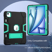 For iPad Air 11 2024 Contrast Color Silicone Acrylic PC Tablet Case with Holder(Black Mint Green)