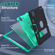 For iPad Air 11 2024 Contrast Color Silicone Acrylic PC Tablet Case with Holder(Black Mint Green)