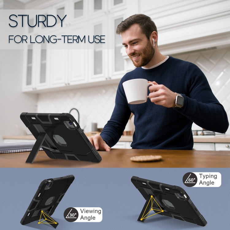 For iPad Air 11 2024 Contrast Color Silicone Acrylic PC Tablet Case with Holder(Black)