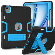 For iPad Air 11 2025 / 2024 Contrast Color Silicone Acrylic PC Tablet Case with Holder(Black Blue)