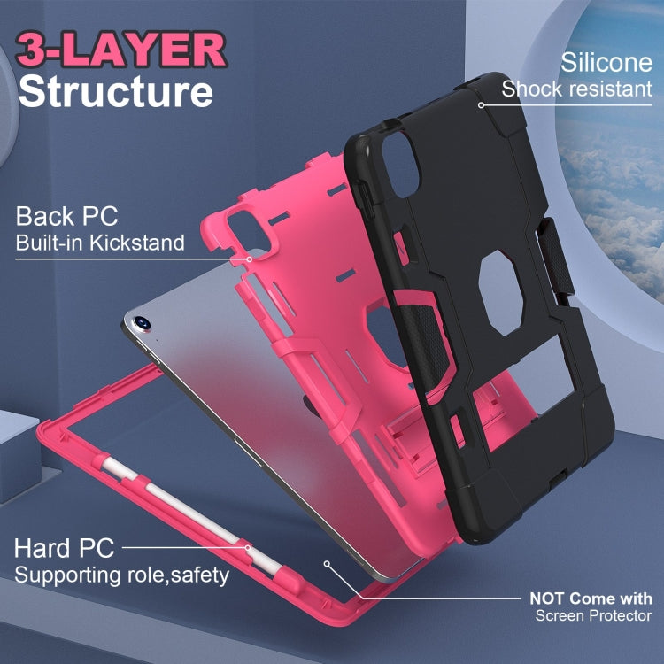 For iPad Air 11 2024 Contrast Color Silicone Acrylic PC Tablet Case with Holder(Black Rose Red)