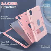 For iPad Air 11 2025 / 2024 Contrast Color Silicone Acrylic PC Tablet Case with Holder(Rose Gold)