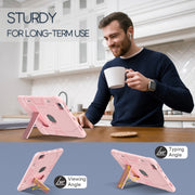 For iPad Air 11 2025 / 2024 Contrast Color Silicone Acrylic PC Tablet Case with Holder(Rose Gold)