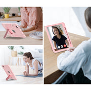 For iPad Air 11 2025 / 2024 Contrast Color Silicone Acrylic PC Tablet Case with Holder(Rose Gold)