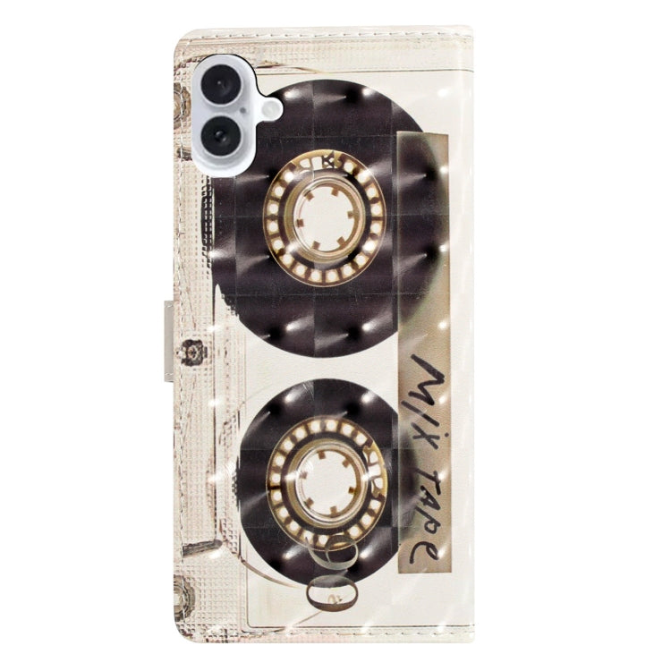 For iPhone 16 3D Pattern Leather Phone Case(Tape)
