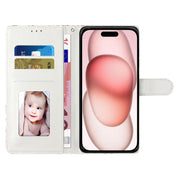 For iPhone 16 Plus 3D Pattern Leather Phone Case(White Cat)
