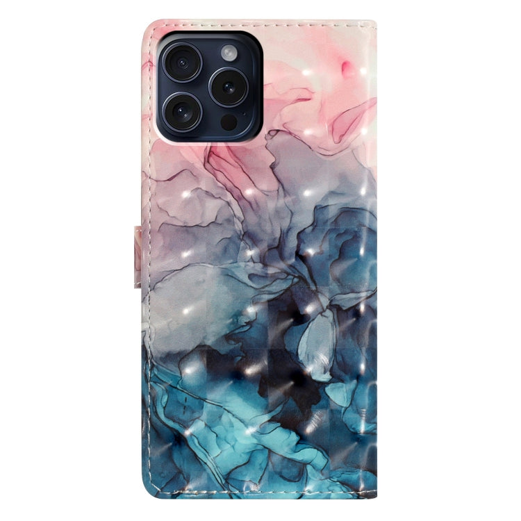 For iPhone 16 Pro Max 3D Pattern Leather Phone Case(3D Pink Blue Marble)