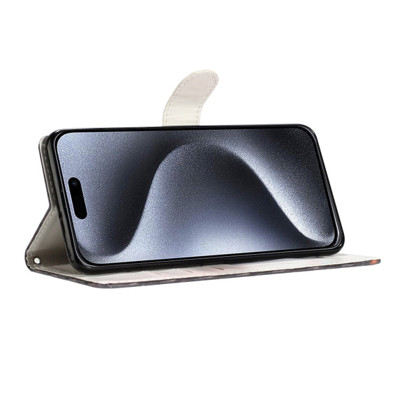 For iPhone 16 Pro Max 3D Pattern Leather Phone Case(3D Pink Blue Marble)