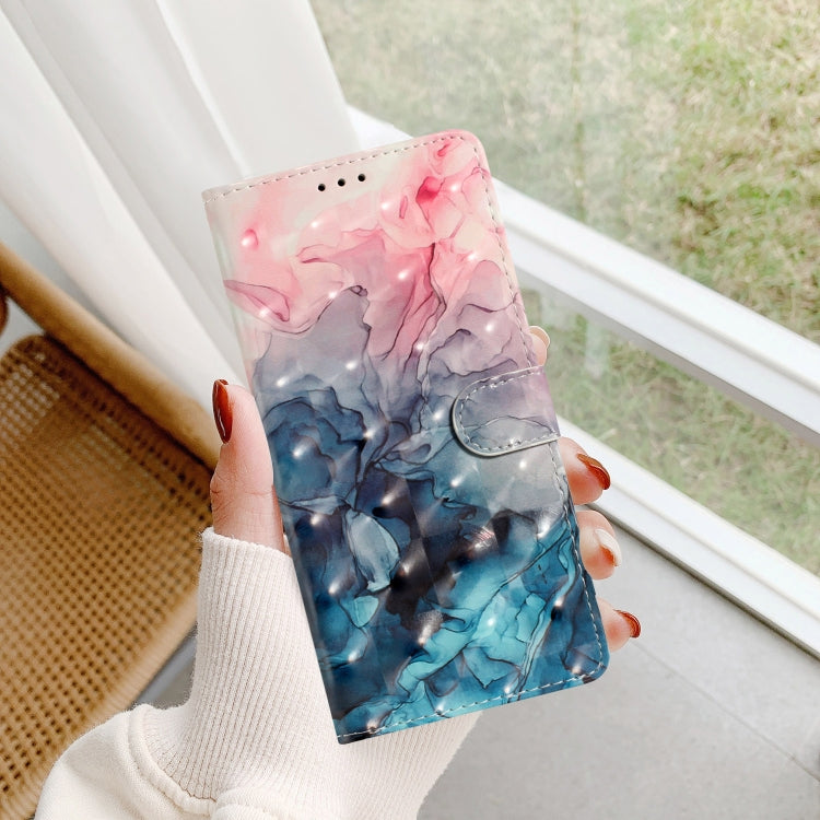 For iPhone 16 Pro Max 3D Pattern Leather Phone Case(3D Pink Blue Marble)