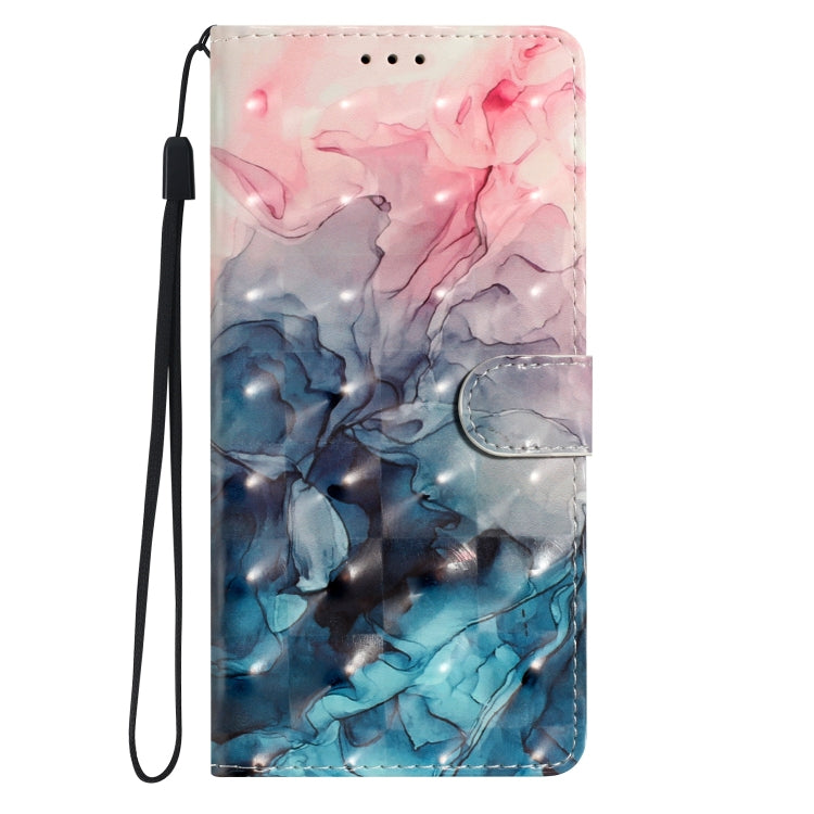 For Motorola Edge 2024 3D Pattern Leather Phone Case(3D Pink Blue Marble)