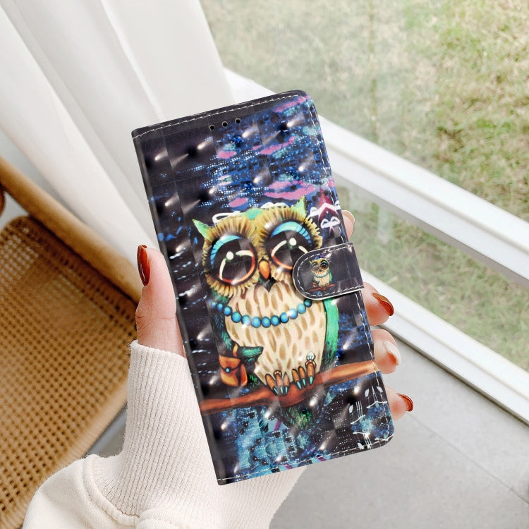For Motorola Edge 2024 3D Pattern Leather Phone Case(Big-eyed owl)
