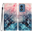 For Motorola Moto G Play 2024 3D Pattern Leather Phone Case(3D Pink Blue Marble) - Motorola Cases by PMC Jewellery | Online Shopping South Africa | PMC Jewellery | Buy Now Pay Later Mobicred