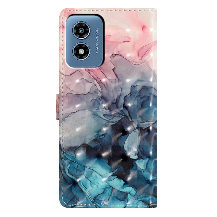 For Motorola Moto G Play 2024 3D Pattern Leather Phone Case(3D Pink Blue Marble)
