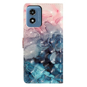 For Motorola Moto G Play 2024 3D Pattern Leather Phone Case(3D Pink Blue Marble)