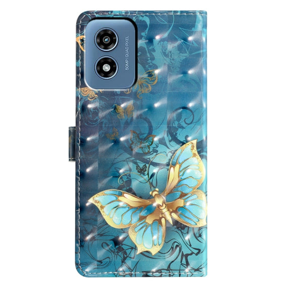 For Motorola Moto G Play 2024 3D Pattern Leather Phone Case(3D Butterfly)