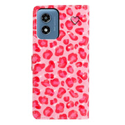 For Motorola Moto G Play 2024 3D Pattern Leather Phone Case(Pink Leopard Print)