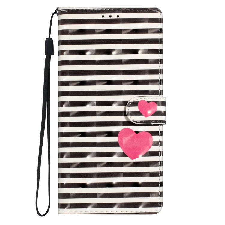 For Motorola Moto G Play 2024 3D Pattern Leather Phone Case(Striped Heart)
