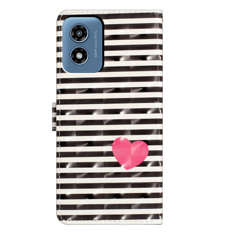 For Motorola Moto G Play 2024 3D Pattern Leather Phone Case(Striped Heart)