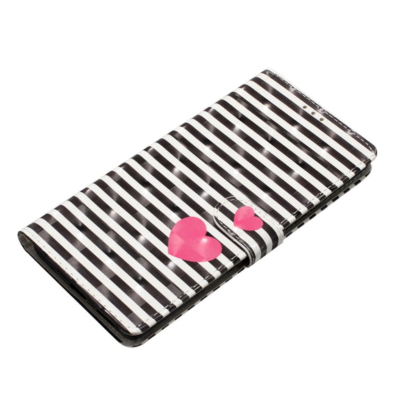 For Motorola Moto G Play 2024 3D Pattern Leather Phone Case(Striped Heart)