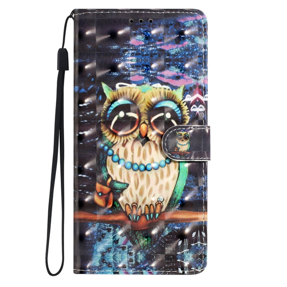 For Motorola Moto G Play 2024 3D Pattern Leather Phone Case(Big-eyed owl)