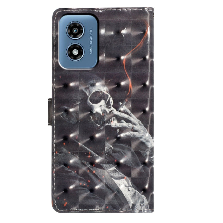 For Motorola Moto G Play 2024 3D Pattern Leather Phone Case(Skull)