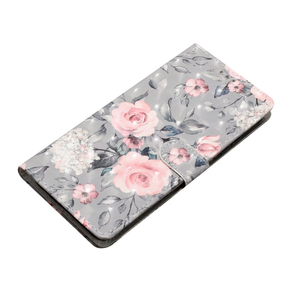 For Motorola Moto G Play 2024 3D Pattern Leather Phone Case(Gray Base Flower)