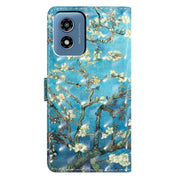 For Motorola Moto G Play 2024 3D Pattern Leather Phone Case(Blue Base Apricot Flower)