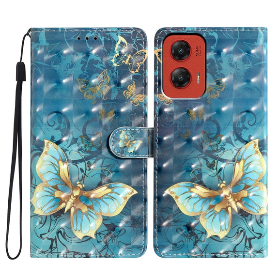 For Motorola Moto G Stylus 5G 2024 3D Pattern Leather Phone Case(3D Butterfly)