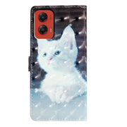 For Motorola Moto G Stylus 5G 2024 3D Pattern Leather Phone Case(White Cat)