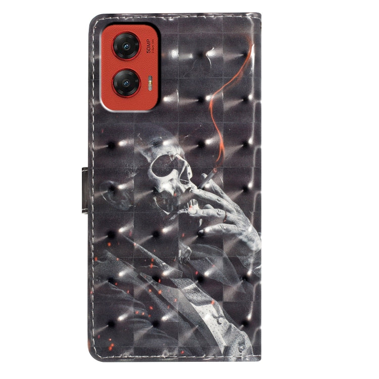 For Motorola Moto G Stylus 5G 2024 3D Pattern Leather Phone Case(Skull)