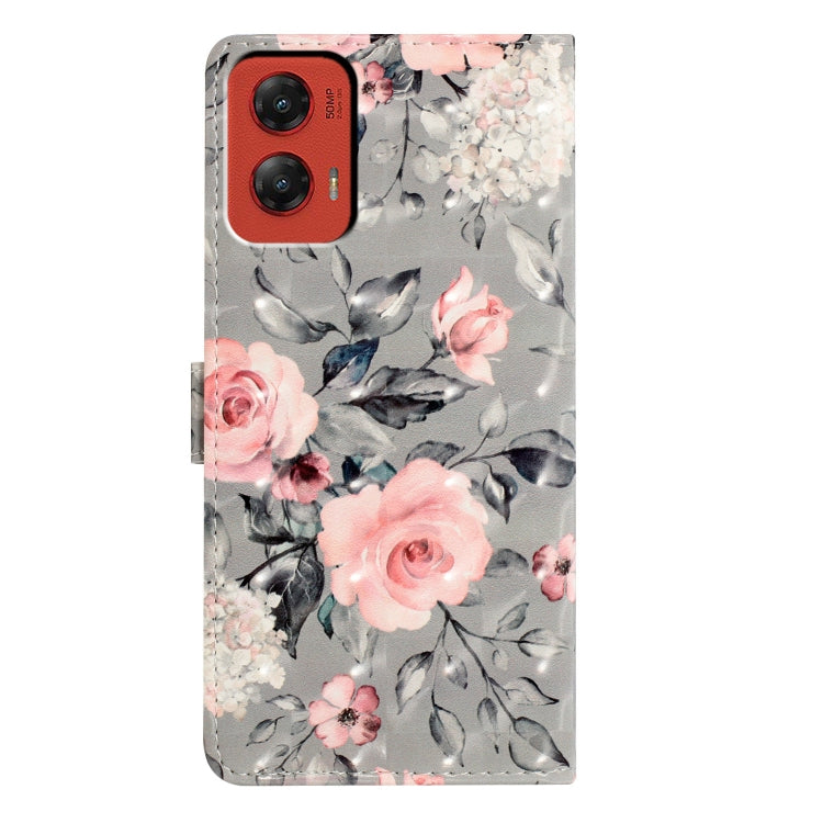 For Motorola Moto G Stylus 5G 2024 3D Pattern Leather Phone Case(Gray Base Flower)