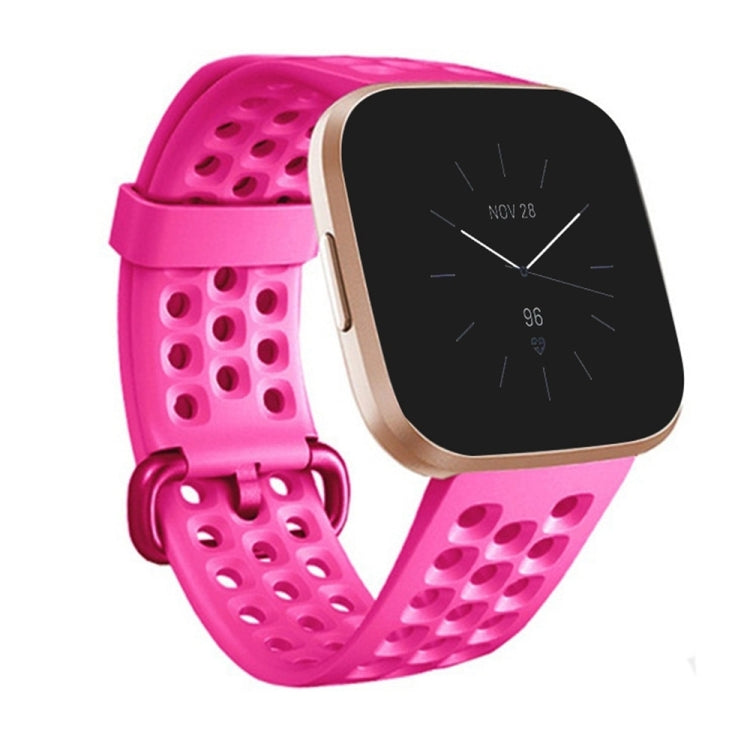 For Fitbit Versa 2 Breathable Silicone Watch Band, Size: Small(Rose Red)