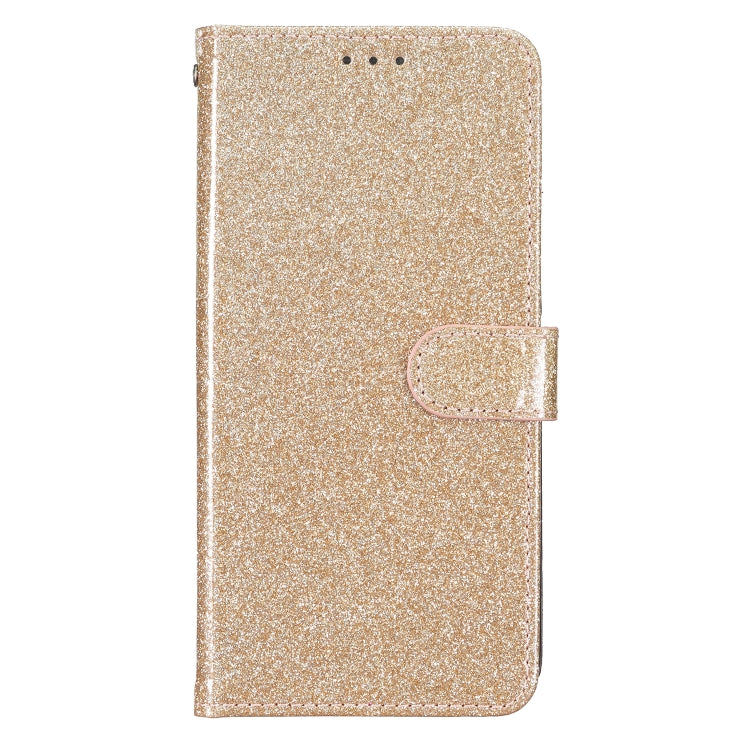 For iPhone 16 Glitter Powder Flip Leather Phone Case(Gold)
