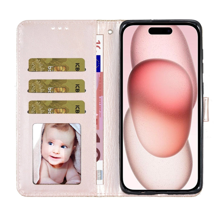 For iPhone 16 Glitter Powder Flip Leather Phone Case(Gold)