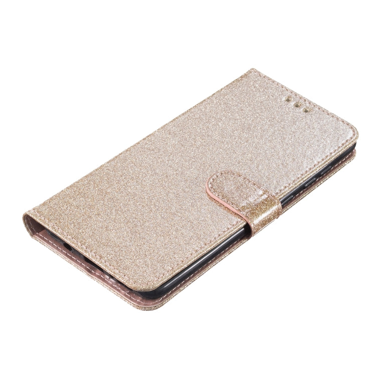 For iPhone 16 Glitter Powder Flip Leather Phone Case(Gold)
