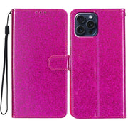 For iPhone 16 Pro Glitter Powder Flip Leather Phone Case(Rose Red)