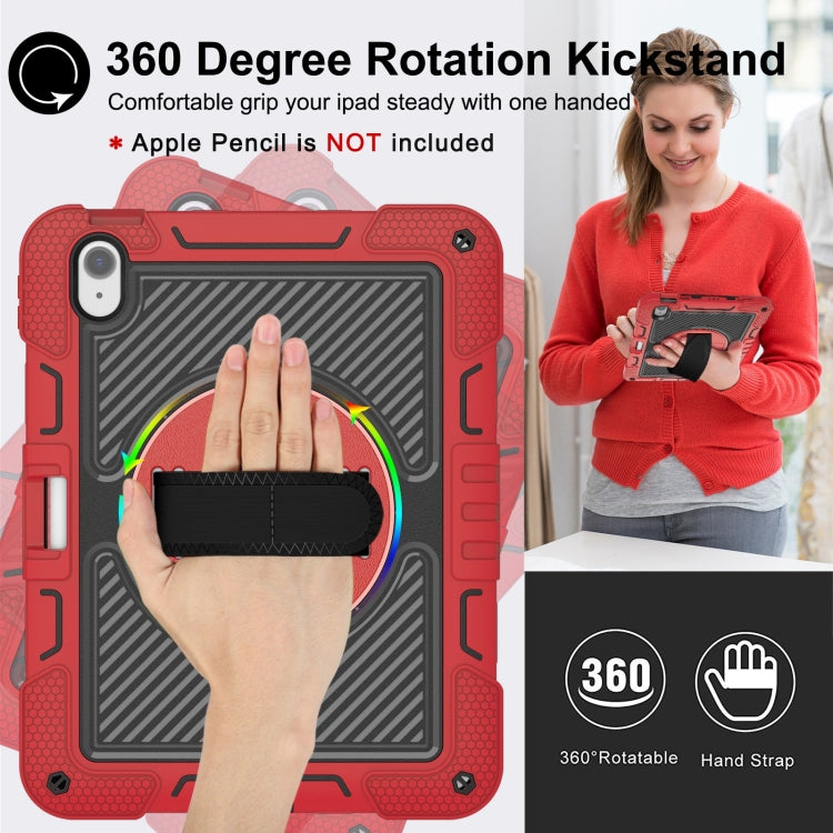 For iPad Air 11 2024 / Air 2022 10.9 360 Degree Rotation PC Contrast Silicone Tablet Case(Red + Black)