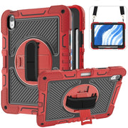 For iPad Air 11 2024 / Air 2022 10.9 360 Degree Rotation PC Contrast Silicone Tablet Case(Red + Black)