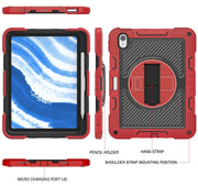 For iPad Air 11 2024 / Air 2022 10.9 360 Degree Rotation PC Contrast Silicone Tablet Case(Red + Black)
