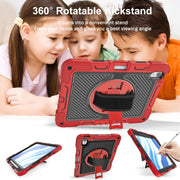 For iPad Air 11 2024 / Air 2022 10.9 360 Degree Rotation PC Contrast Silicone Tablet Case(Red + Black)