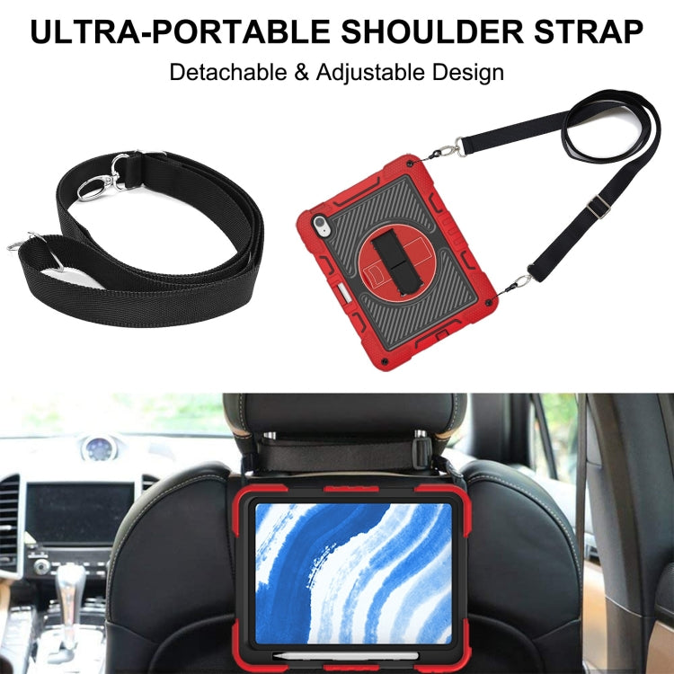 For iPad Air 11 2024 / Air 2022 10.9 360 Degree Rotation PC Contrast Silicone Tablet Case(Red + Black)