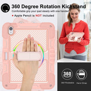 For iPad Air 11 2024 / Air 2022 10.9 360 Degree Rotation PC Contrast Silicone Tablet Case(Rose Gold)