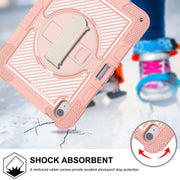 For iPad Air 11 2024 / Air 2022 10.9 360 Degree Rotation PC Contrast Silicone Tablet Case(Rose Gold)