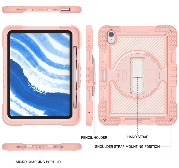 For iPad Air 11 2024 / Air 2022 10.9 360 Degree Rotation PC Contrast Silicone Tablet Case(Rose Gold)