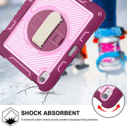 For iPad Air 11 2024 / Air 2022 10.9 360 Degree Rotation PC Contrast Silicone Tablet Case(Rose Red + Pink)