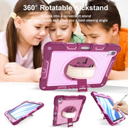 For iPad Air 11 2024 / Air 2022 10.9 360 Degree Rotation PC Contrast Silicone Tablet Case(Rose Red + Pink)