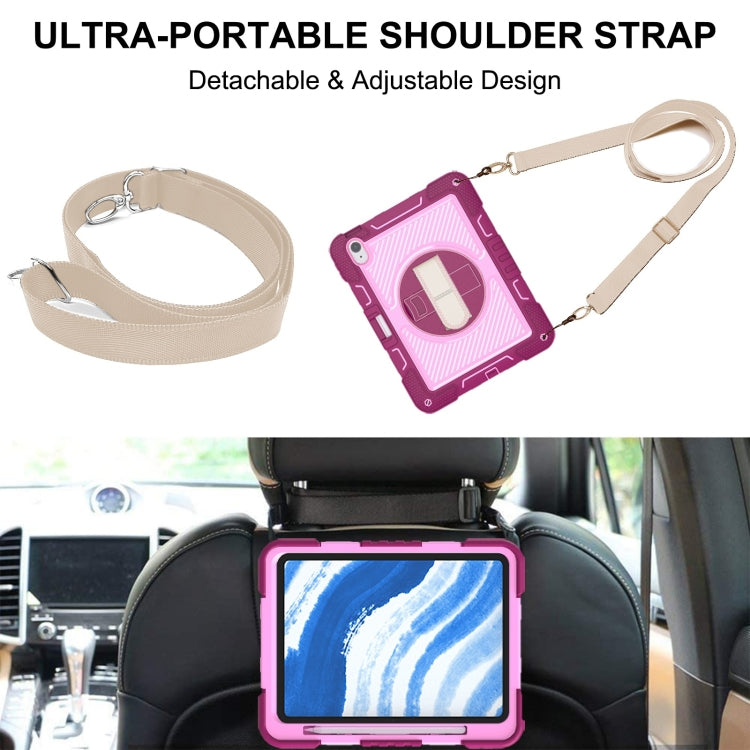 For iPad Air 11 2024 / Air 2022 10.9 360 Degree Rotation PC Contrast Silicone Tablet Case(Rose Red + Pink)
