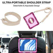 For iPad Air 11 2024 / Air 2022 10.9 360 Degree Rotation PC Contrast Silicone Tablet Case(Rose Red + Pink)