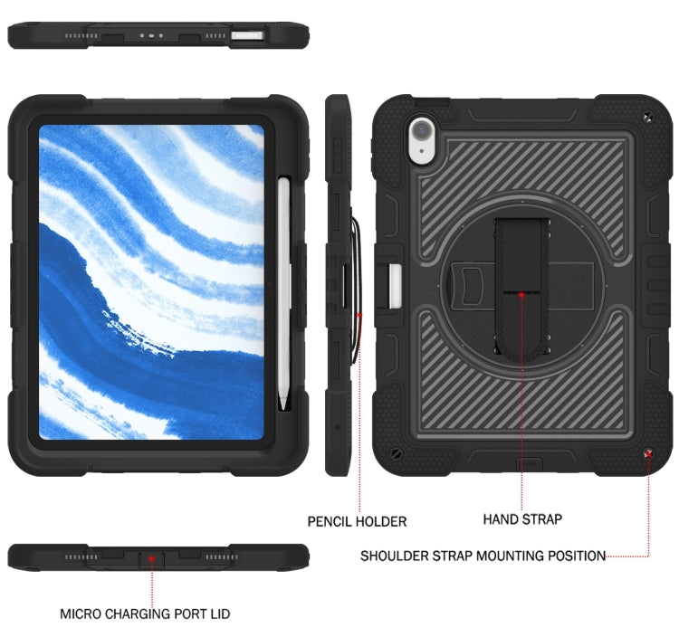 For iPad Air 11 2025 / 2024 360 Degree Rotation PC Contrast Silicone Tablet Case(Black)