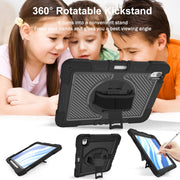 For iPad Air 11 2025 / 2024 360 Degree Rotation PC Contrast Silicone Tablet Case(Black)
